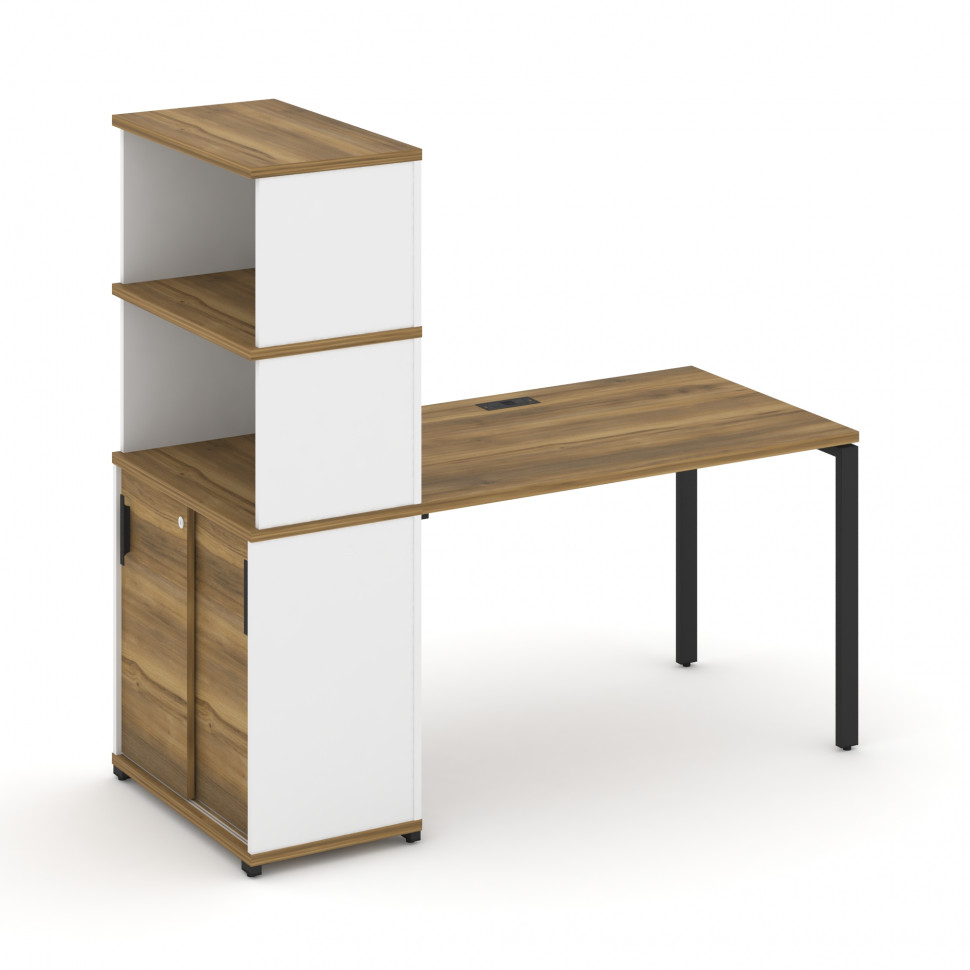 Concept Стол рабочий с опорным шкафом-купе с надставкой выс. CN.SP-242 B Сандал Янтарный/Белый Брилл