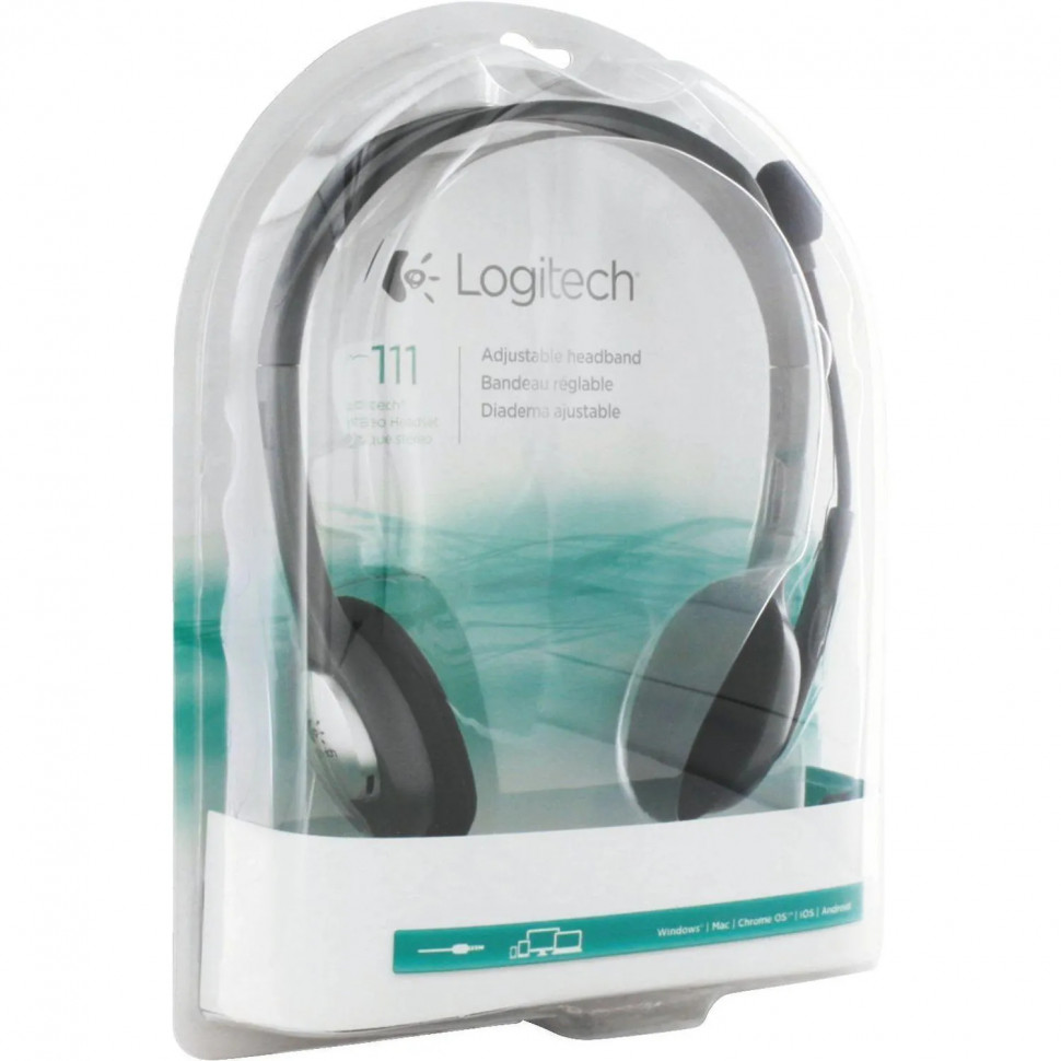 Гарнитура проводная Logitech Stereo Headset H111 Сер(981-000594/981-000593)