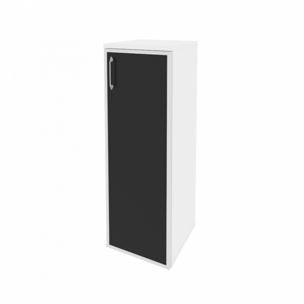 Onix Шкаф средний узкий правый O.SU-2.4 R (R) black Белый Бриллиант/Cтекло Black 400*420*1207