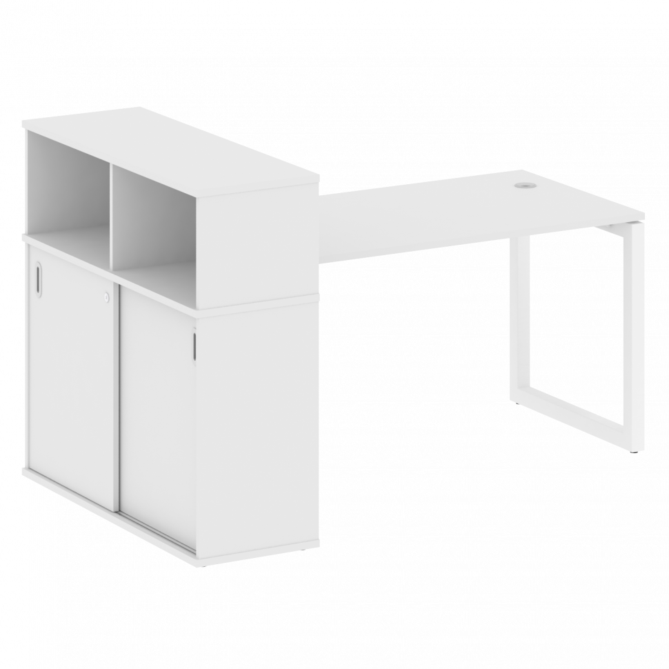 Metal System Quattro Стол письменный с шкафом-купе на О-образном м/к 50БО.РС-СШК-3.3 Т Белый/Металл Metal System Quattro Стол письменный с шкафом-купе на О-образном м/к 50БО.РС-СШК-3.3 Т Белый/Металл
