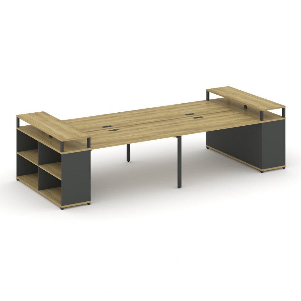 Concept Рабочая станция с опорными стеллажами с верх. горизонтами CN.DRS-250 Дуб Винченцо/Антрацит/М