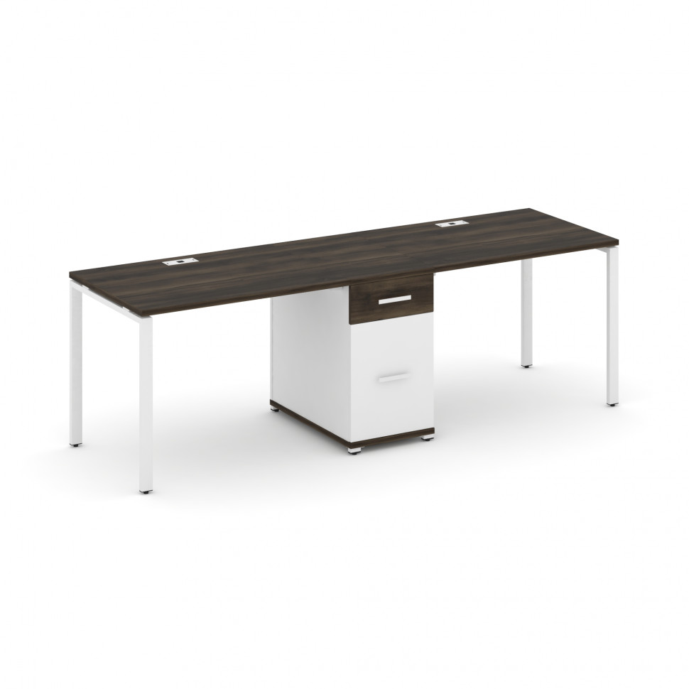 Concept Рабочая станция 2 места с 1 опорной тумбой CN.ORS-405 W Дуб Мали/Белый Бриллиант/Металл Белы Concept Рабочая станция 2 места с 1 опорной тумбой CN.ORS-405 W Дуб Мали/Белый Бриллиант/Металл Белы