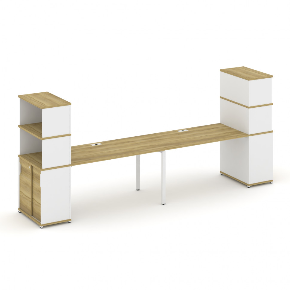 Concept Рабочая станция с опорными шкафом-купе с надставкой выс. CN.ORS-243 W Дуб Винченцо/Белый Бри