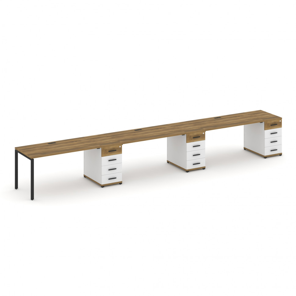 Concept Рабочая станция 3 места с 3 опорными тумбами CN.ORS-443 B Сандал Янтарный/Белый Бриллиант/Ме