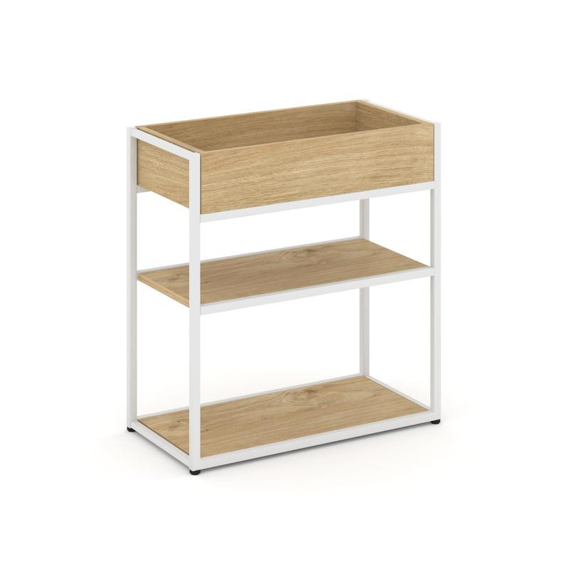 Rift Стеллаж металлический низкий приставной  RF.STM-012 Тиквуд Светлый/Металл Белый 696*350*750