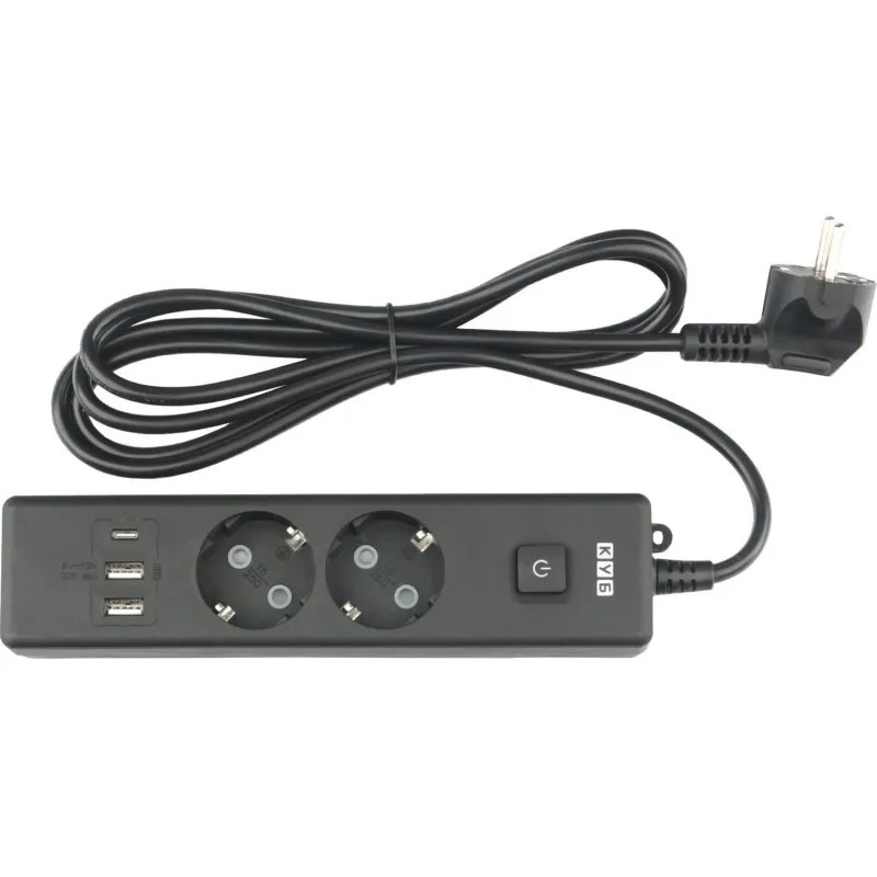 Удлинитель Power Cube, 2р/1.9 м выкл.,3USB, 3.5кВт,16А,3x1,0 черн(PC-5B-2M)