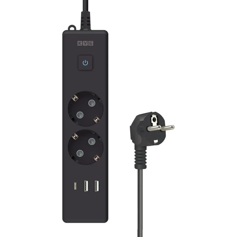 Удлинитель Power Cube, 2р/1.9 м выкл.,3USB, 3.5кВт,16А,3x1,0 черн(PC-5B-2M)