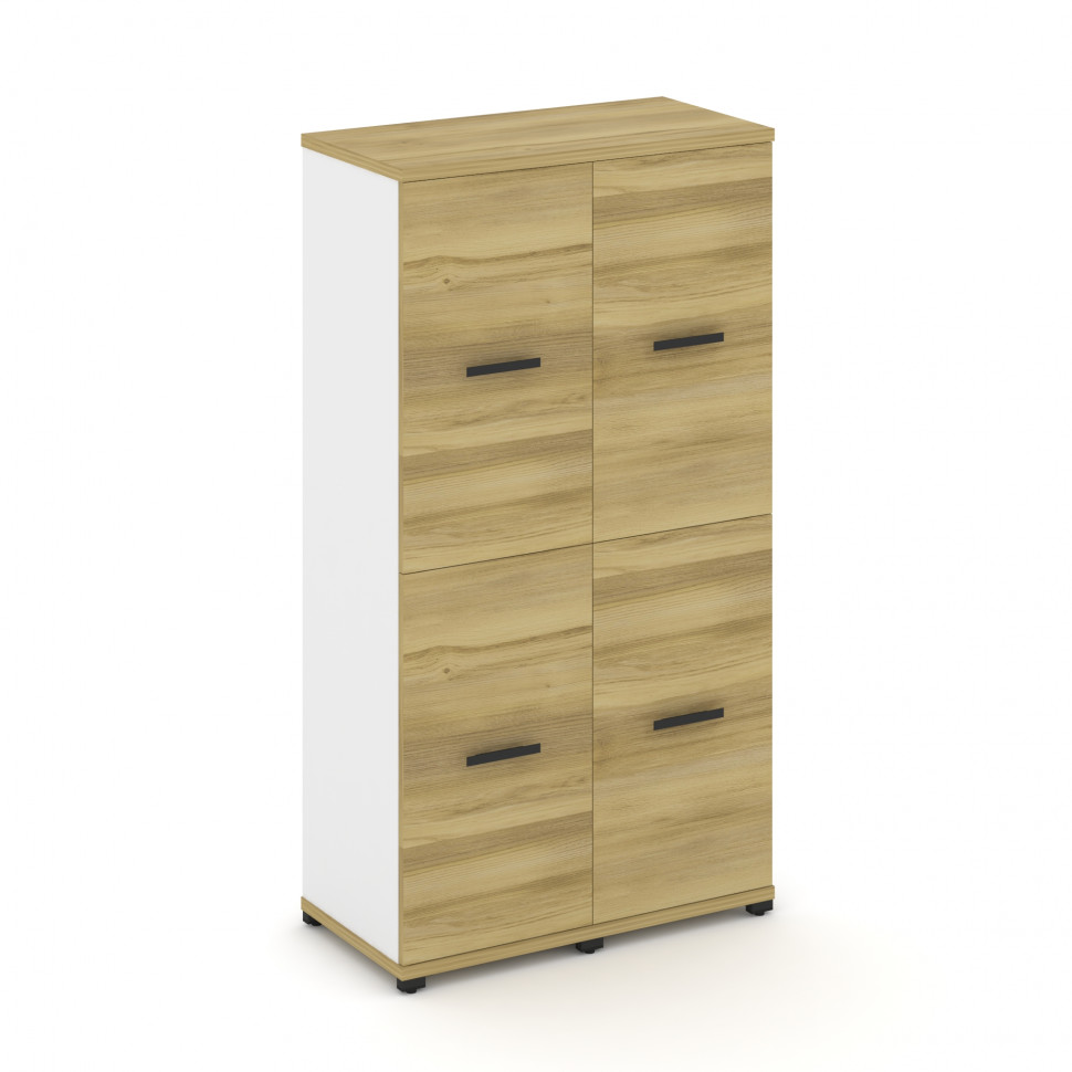 Concept Шкаф 2 узкие секции, 4 ниши CN.STU-422 B Дуб Винченцо/Белый Бриллиант/Металл Черный 836*420*