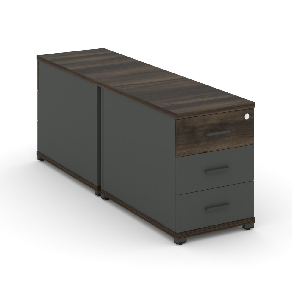 Concept Тумба двухсторонняя опорная/приставная 3 ящ. CN.DTGO-001 A Дуб Мали/Антрацит/Металл Антраци Concept Тумба двухсторонняя опорная/приставная 3 ящ. CN.DTGO-001 A Дуб Мали/Антрацит/Металл Антраци