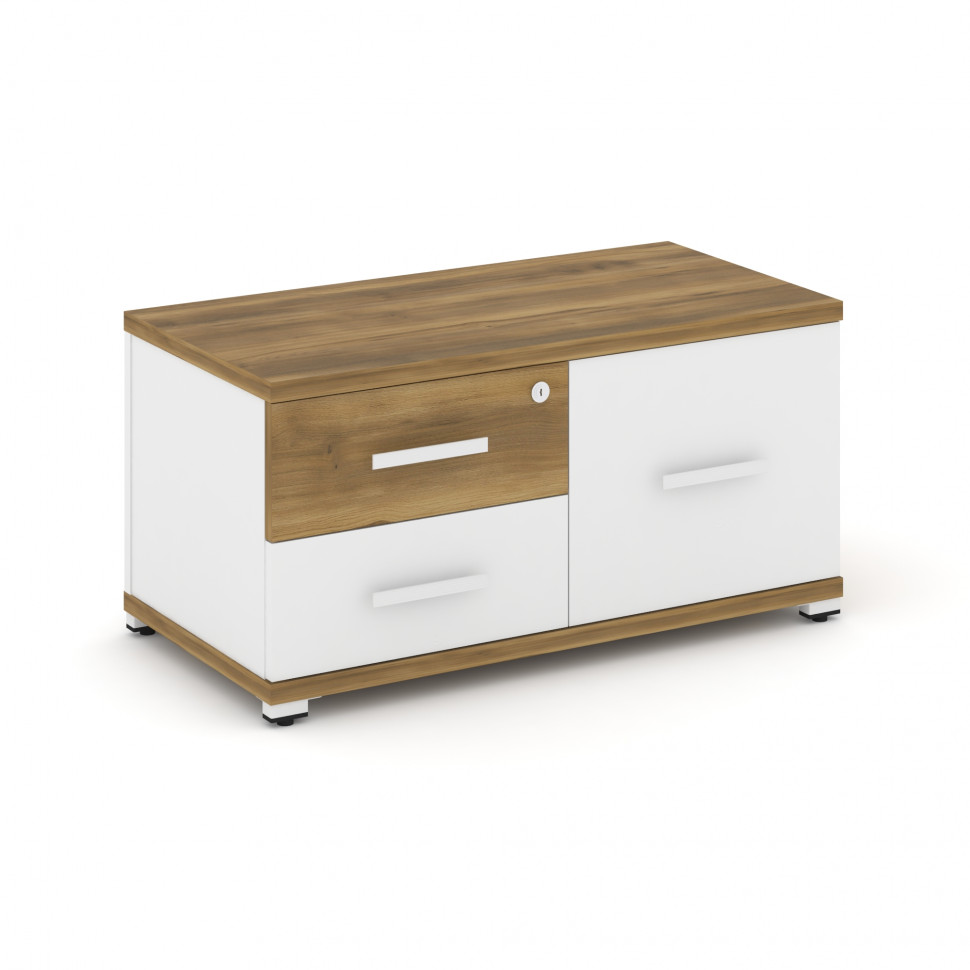 Concept Тумба приставная широкая 2 ящ.+1 распаш. фасад CN.TSP-004 W Сандал Янтарный/Белый Бриллиант/