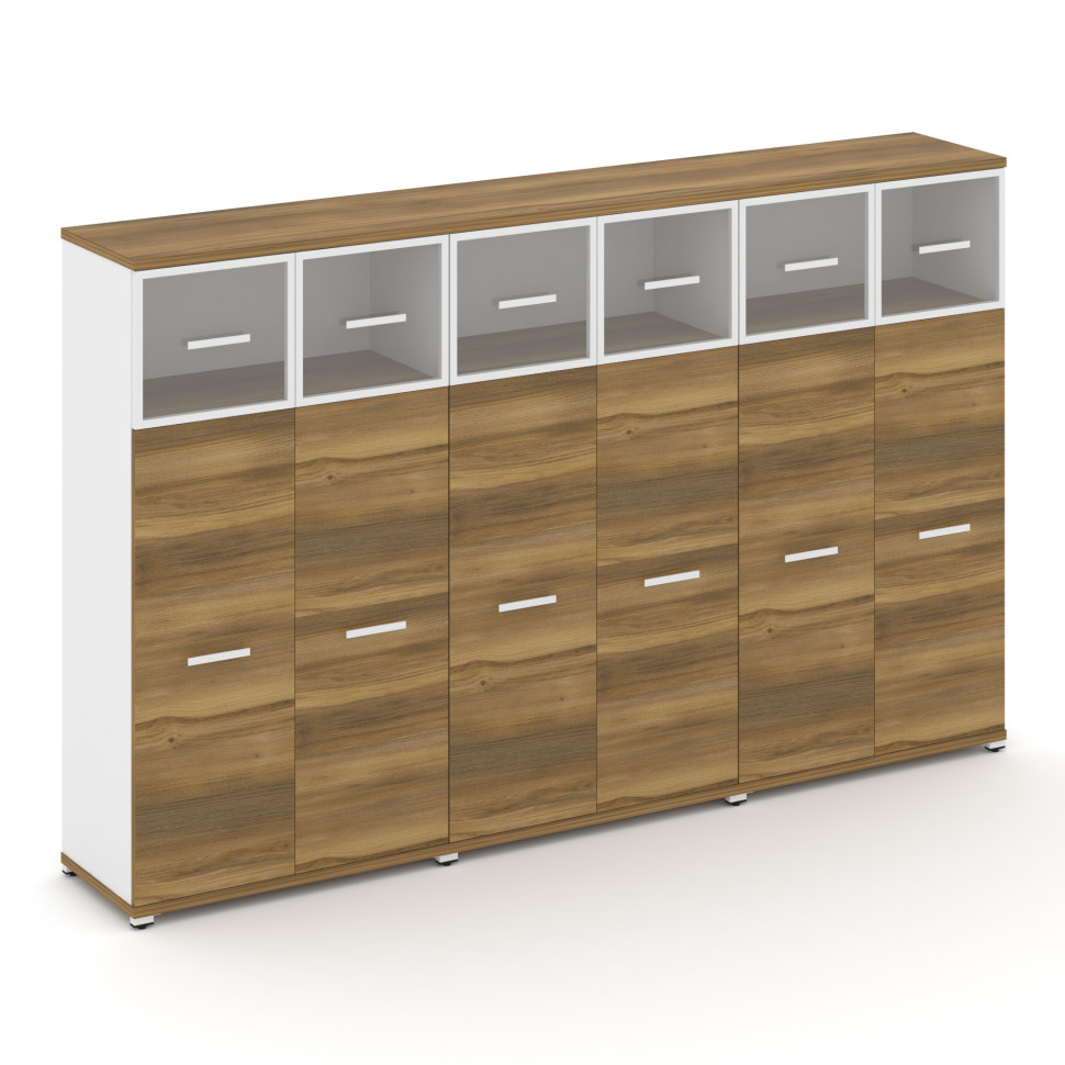 Concept Шкаф 3 широкие секции, 4 ниши CN.STS-434 RPW W Сандал Янтарный/Белый Бриллиант/Металл Белый/