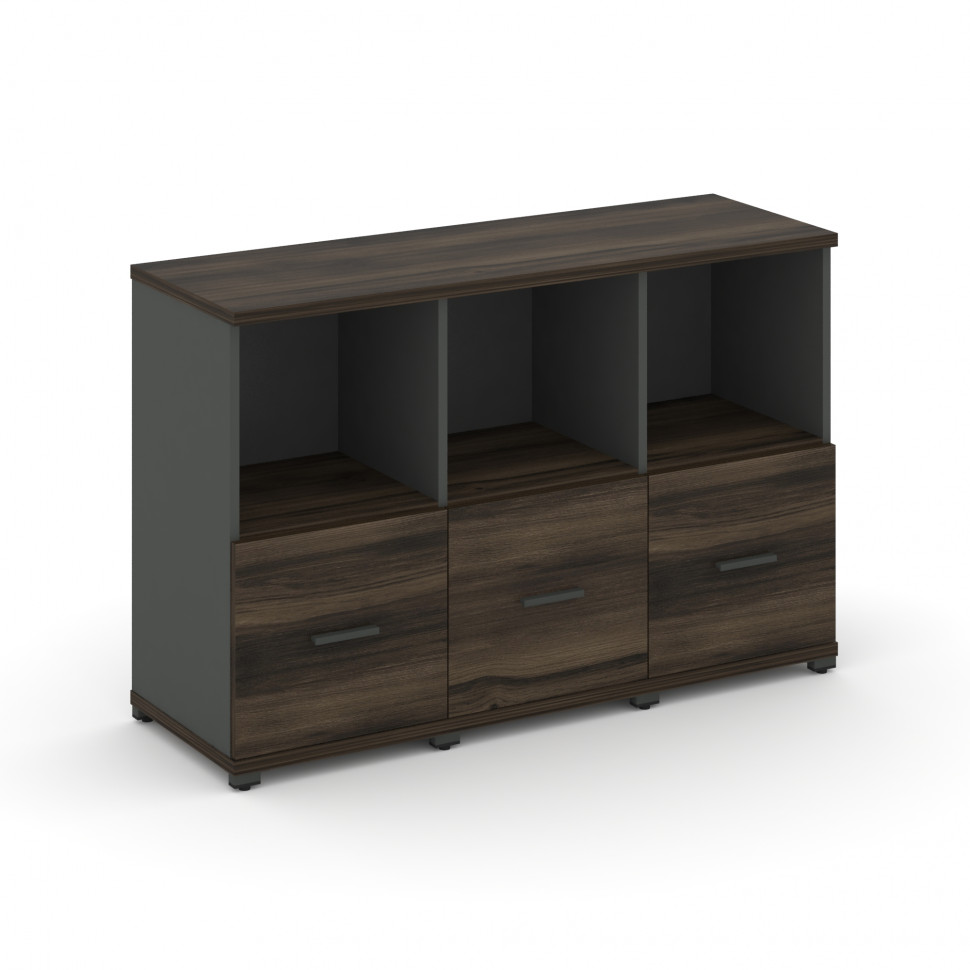 Concept Шкаф 3 узкие секции, 2 ниши CN.STU-231 A Дуб Мали/Антрацит/Металл Антрацит 1252*420*818