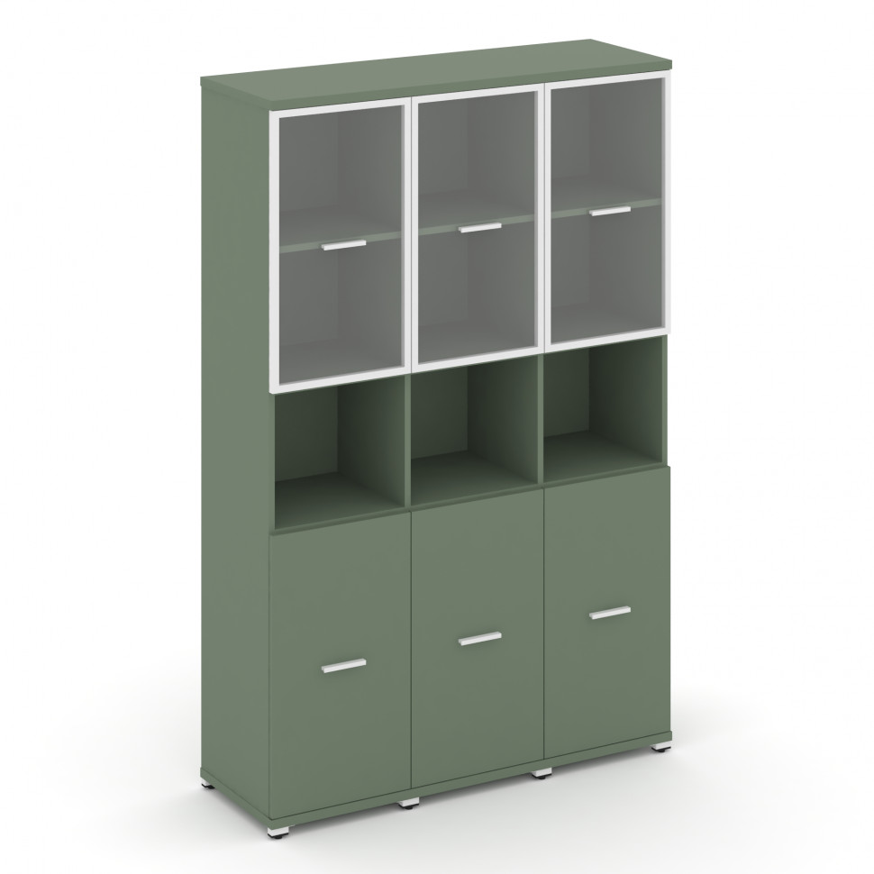 Concept Шкаф 3 узкие секции, 5 ниш CN.STU-533 RPW W Кобо/Металл Белый/Прозрачный 1252*420*1922