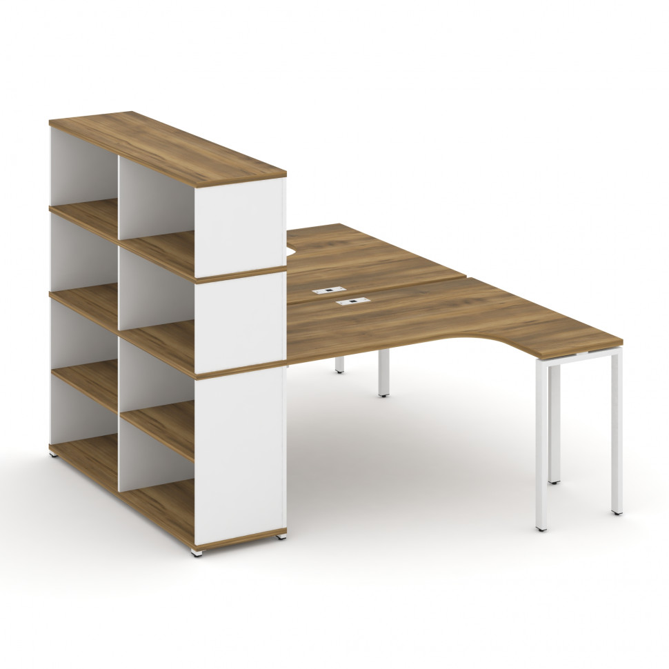 Concept Рабочая станция с опорным стеллажом с надставкой выс. CN.DSA-207 Сандал Янтарный/Белый Брилл