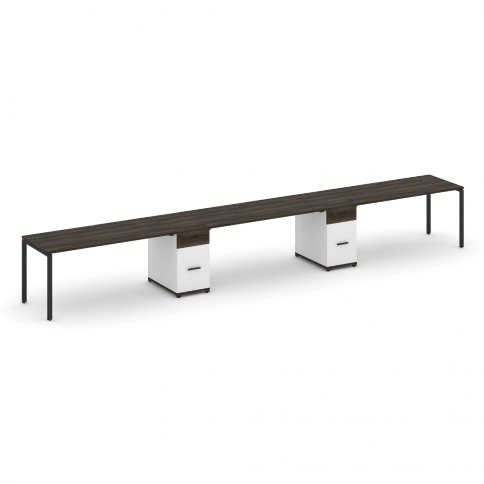 Concept Рабочая станция 3 места с 2 опорными тумбами CN.ORS-440 B Дуб Мали/Белый Бриллиант/Металл Че