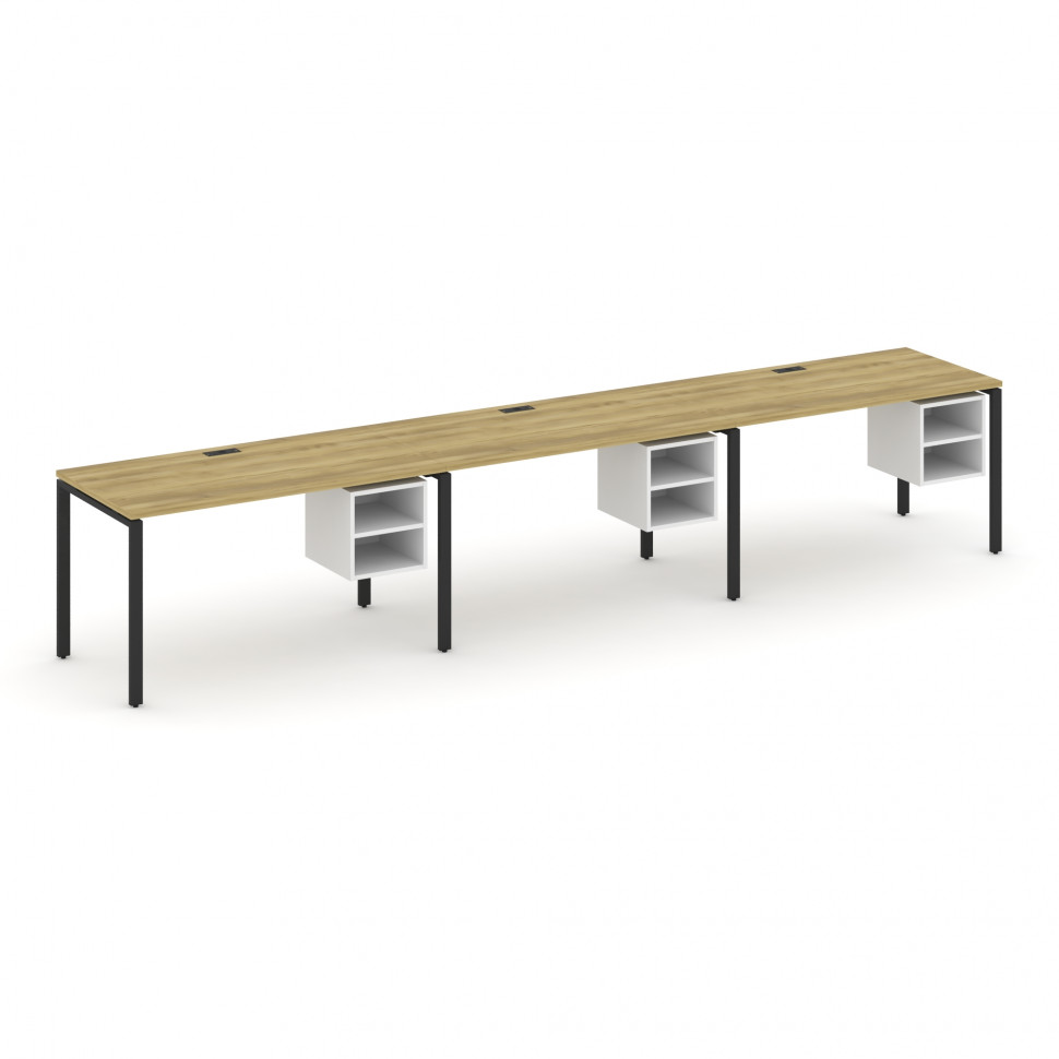 Concept Рабочая станция односторонняя с подвес. тумбами 3 места CN.ORS-127 Дуб Винченцо/Белый Брилли