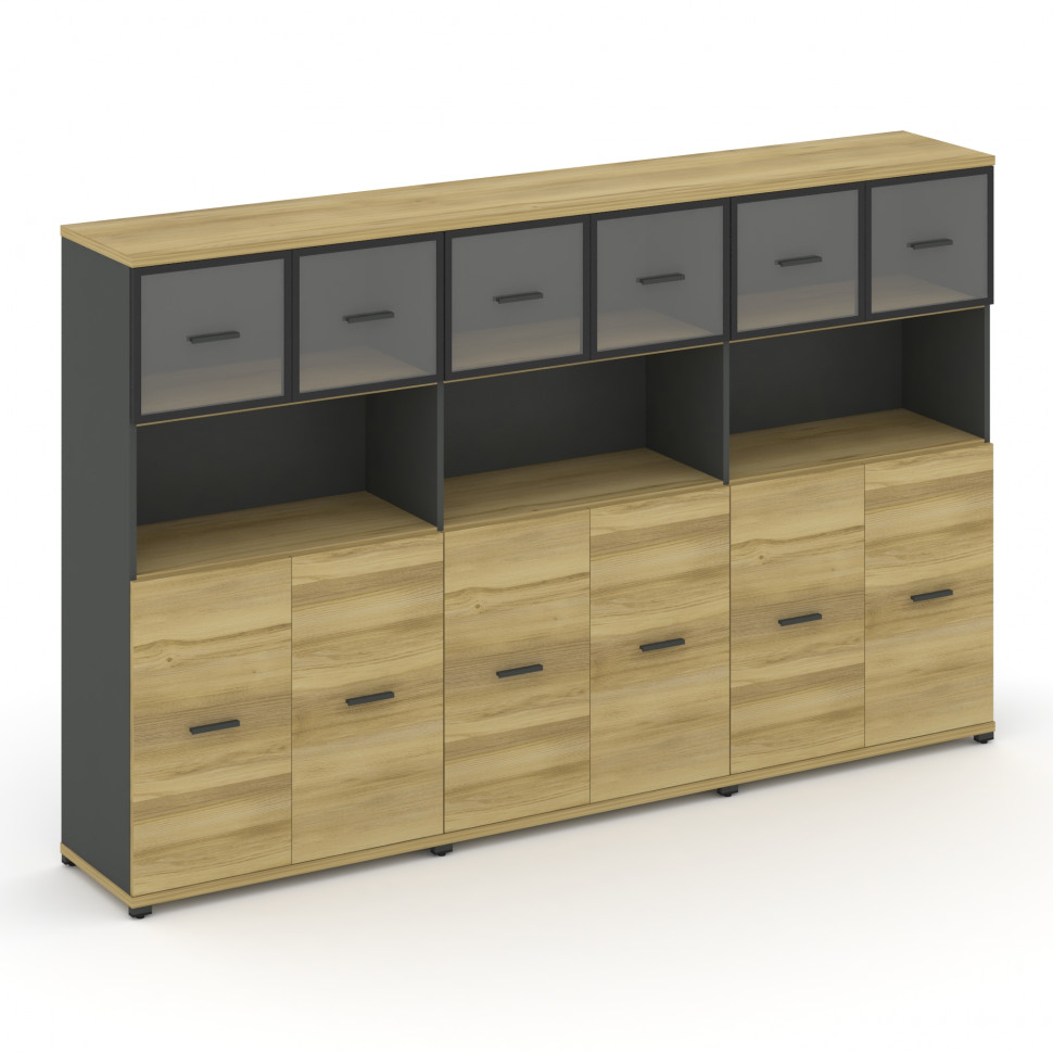 Concept Шкаф 3 широкие секции, 4 ниши CN.STS-435 RPB A Дуб Винченцо/Антрацит/Металл Антрацит/Прозрач Concept Шкаф 3 широкие секции, 4 ниши CN.STS-435 RPB A Дуб Винченцо/Антрацит/Металл Антрацит/Прозрач