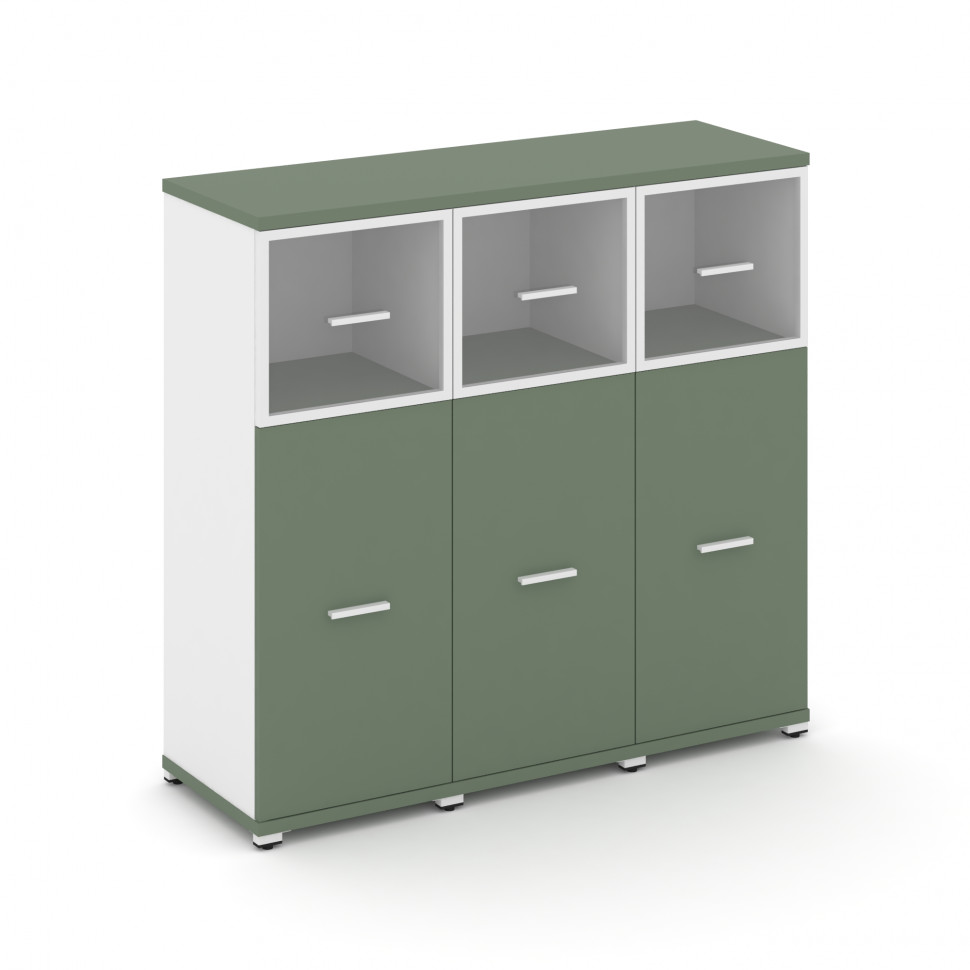 Concept Шкаф 3 узкие секции, 3 ниши CN.STU-334 RPW W Кобо/Белый Бриллиант/Металл Белый/Прозрачный 12