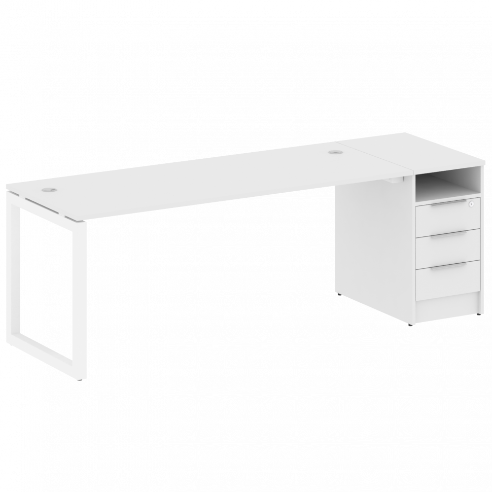 Metal System Quattro Рабочая станция с тумбой на О-образном м/к 50БО.РС-СТП-1.5 Белый/Металл Белый 2 Metal System Quattro Рабочая станция с тумбой на О-образном м/к 50БО.РС-СТП-1.5 Белый/Металл Белый 2