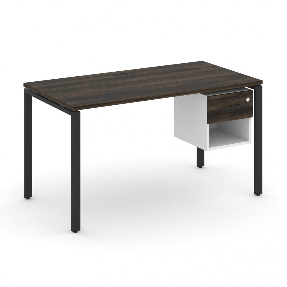 Concept Стол рабочий с подвесной тумбой 1 открытой нишей и одним ящ. CN.SP-119 B Дуб Мали/Белый Брил