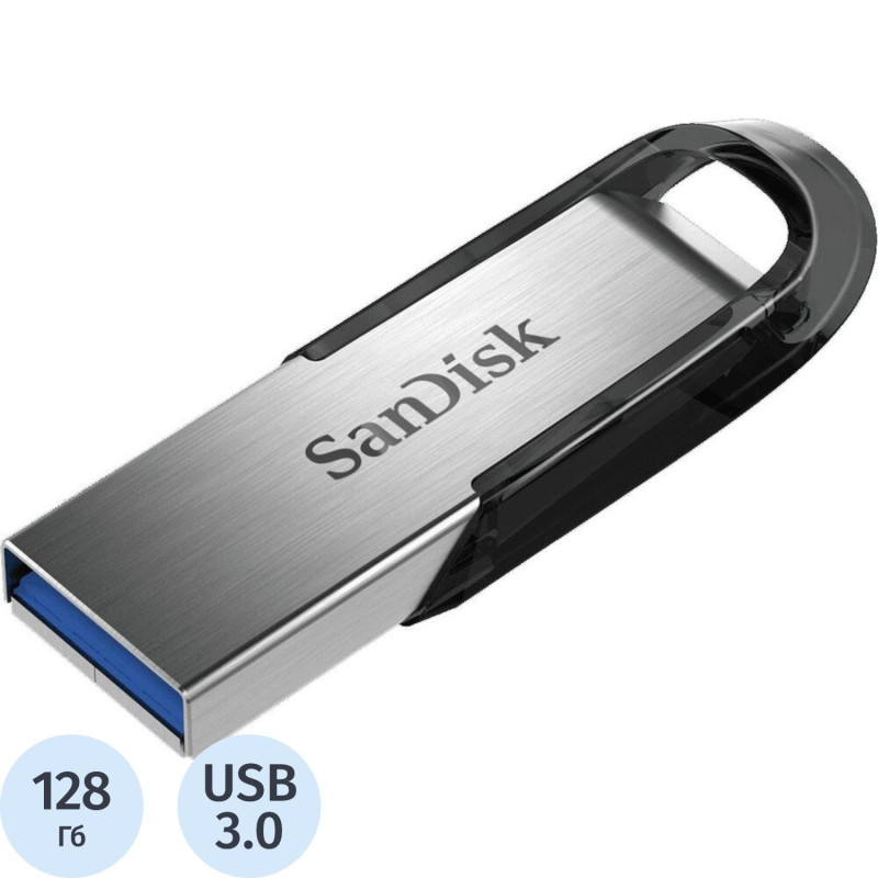 Флеш-память SanDisk Ultra Flair, 128Gb, USB 3.0, с/чер, SDCZ73-128G-G46
