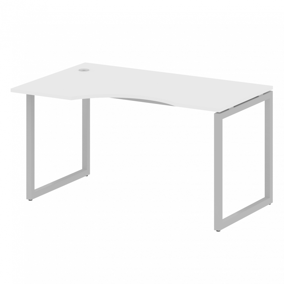 Metal System Quattro Стол криволинейный левый на О-образном м/к 40БО.СА-2 (L) Белый/Металл Серый 140