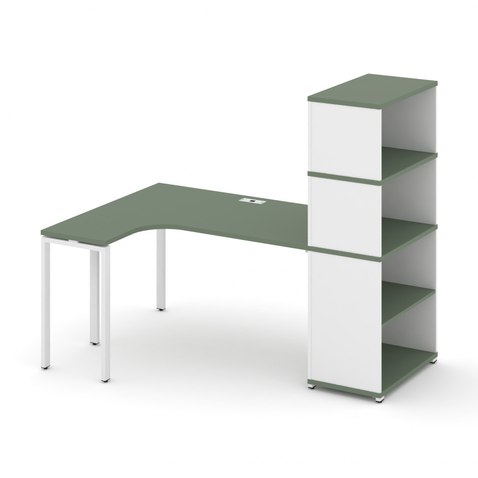 Concept Стол эргономичный с опорным стеллажом с надставкой выс. CN.SA-207(L) Кобо/Белый Бриллиант/Ме Concept Стол эргономичный с опорным стеллажом с надставкой выс. CN.SA-207(L) Кобо/Белый Бриллиант/Ме