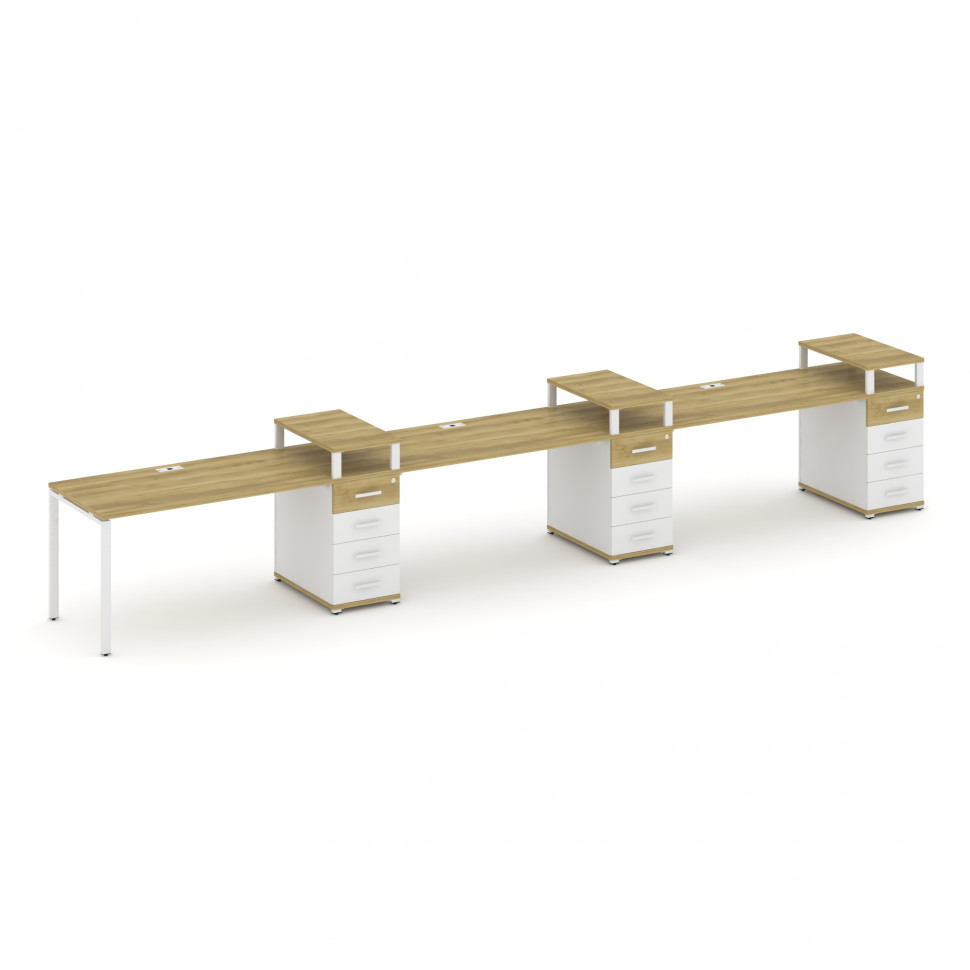 Concept Рабочая станция 3 места с 3 опорными тумбами CN.ORS-459 W Дуб Винченцо/Белый Бриллиант/Метал Concept Рабочая станция 3 места с 3 опорными тумбами CN.ORS-459 W Дуб Винченцо/Белый Бриллиант/Метал