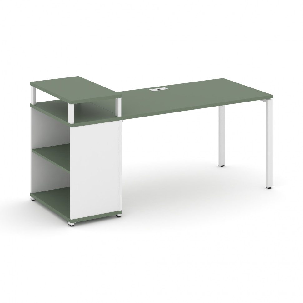 Concept Стол рабочий с опорным стеллажом с верх. горизонтом  CN.SP-208 Кобо/Белый Бриллиант/Металл Б