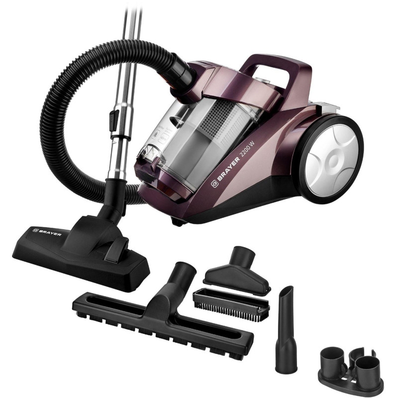 Пылесос циклонного типа BRAYER 4205BR, 2200Вт, 4л, всас420 Вт,Hepa,телес.5м