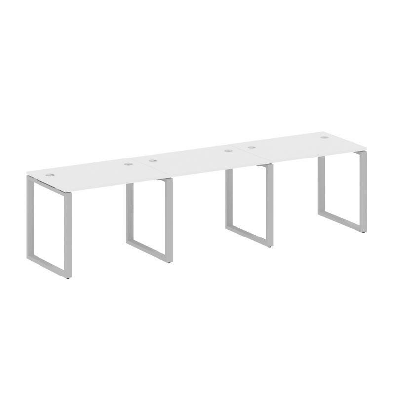 Metal System Рабочая станция на 3 места на О-образном м/к БО.СМ-3.1 Белый/Металл Серый 3000*720*750