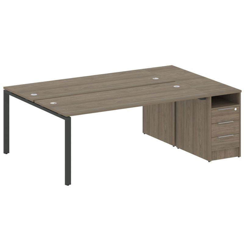 Metal System Рабочая станция с тумбой на П-образном м/к БП.РС-СТП-2.5 Вяз Благородный/Металл Антраци