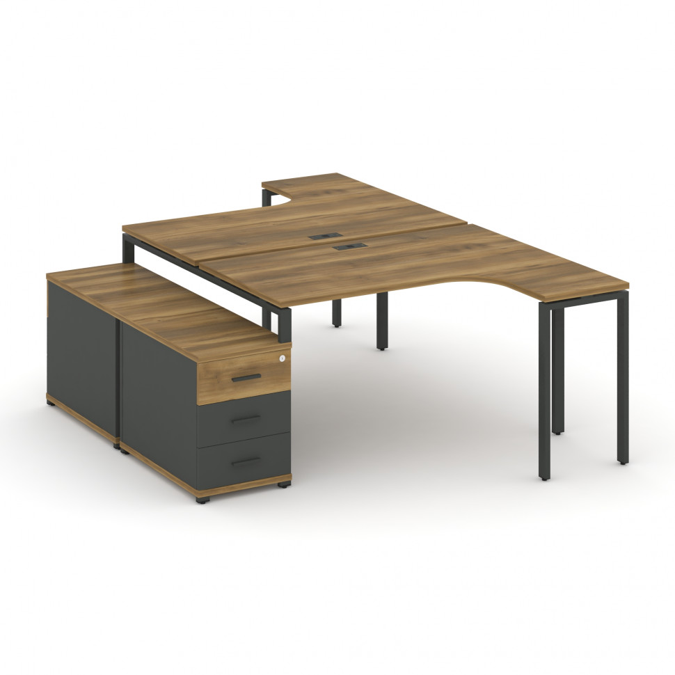 Concept Рабочая станция с двойной опорной тумбой CN.DSA-301 A Сандал Янтарный/Антрацит/Металл Антрац