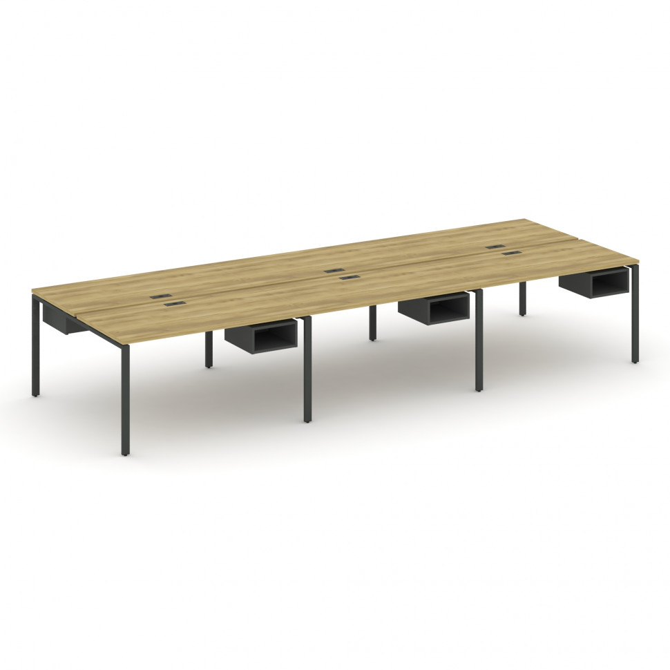 Concept Рабочая станция двухсторонняя с подвес. тумбами на 6 мест CN.DRS-144 Дуб Винченцо/Антрацит/М Concept Рабочая станция двухсторонняя с подвес. тумбами на 6 мест CN.DRS-144 Дуб Винченцо/Антрацит/М