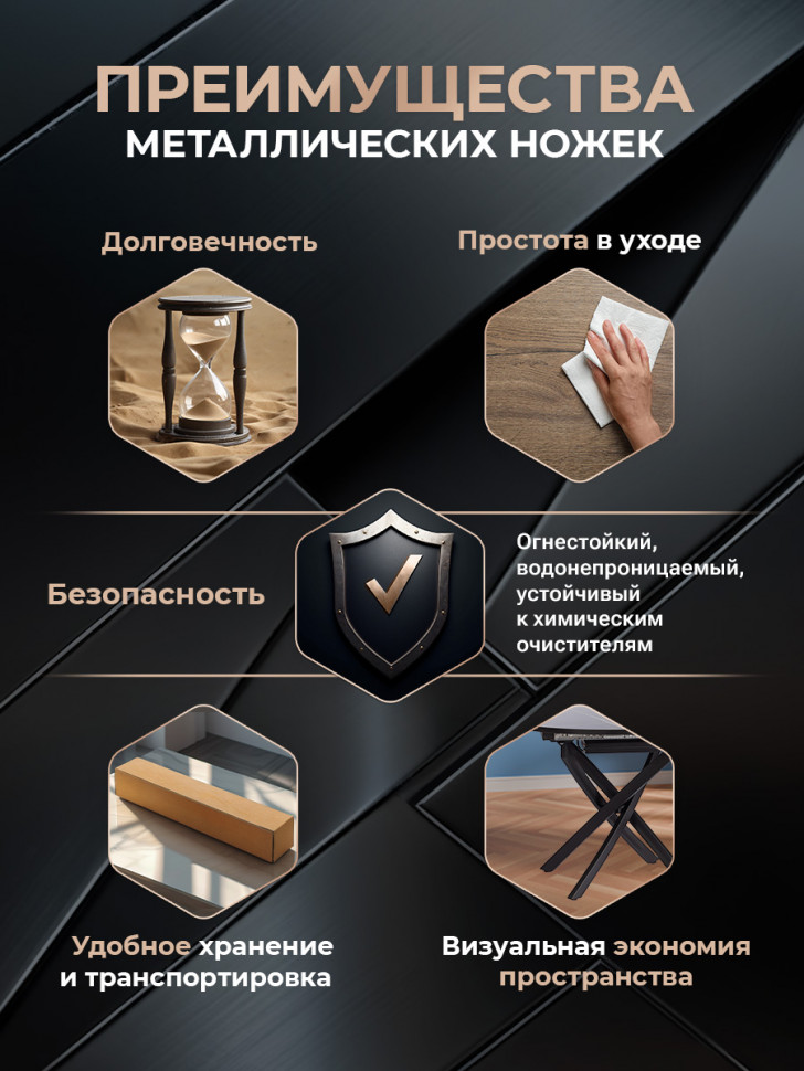 Стол Manzana/Манзана ЛДСП/HPL/металл, 100-130х100х75см, мрамор чёрный/чёрный