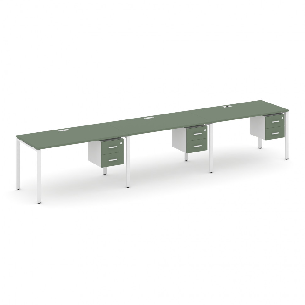 Concept Рабочая станция односторонняя с подвес. тумбами 3 места CN.ORS-135 W Кобо/Белый Бриллиант/Ме