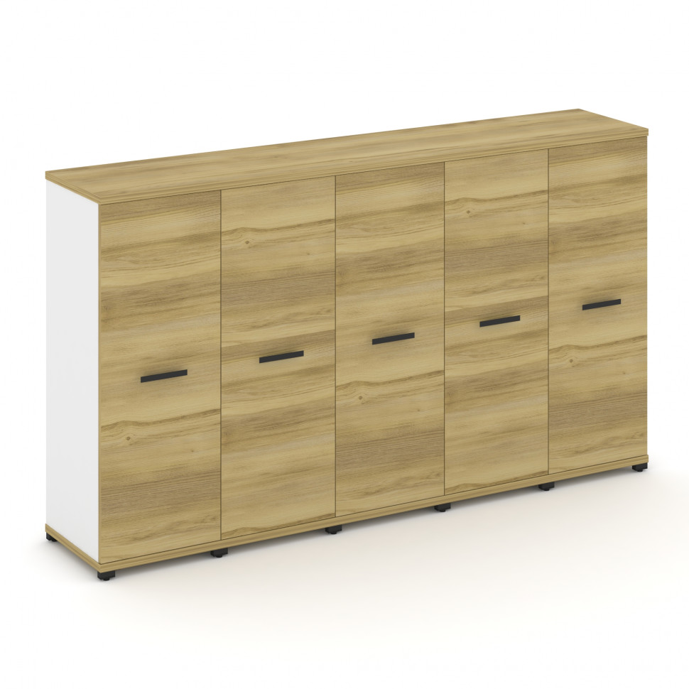 Concept Шкаф 5 узких секций, 3 ниши CN.STU-356 B Дуб Винченцо/Белый Бриллиант/Металл Черный 2084*420