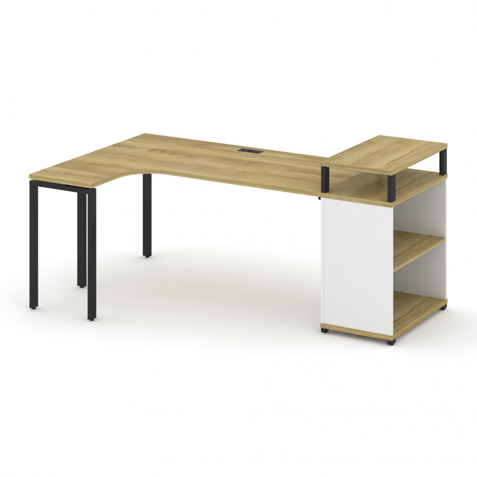Concept Стол эргономичный с опорным стеллажом с верх. горизонтом CN.SA-204(L) Дуб Винченцо/Белый Бри