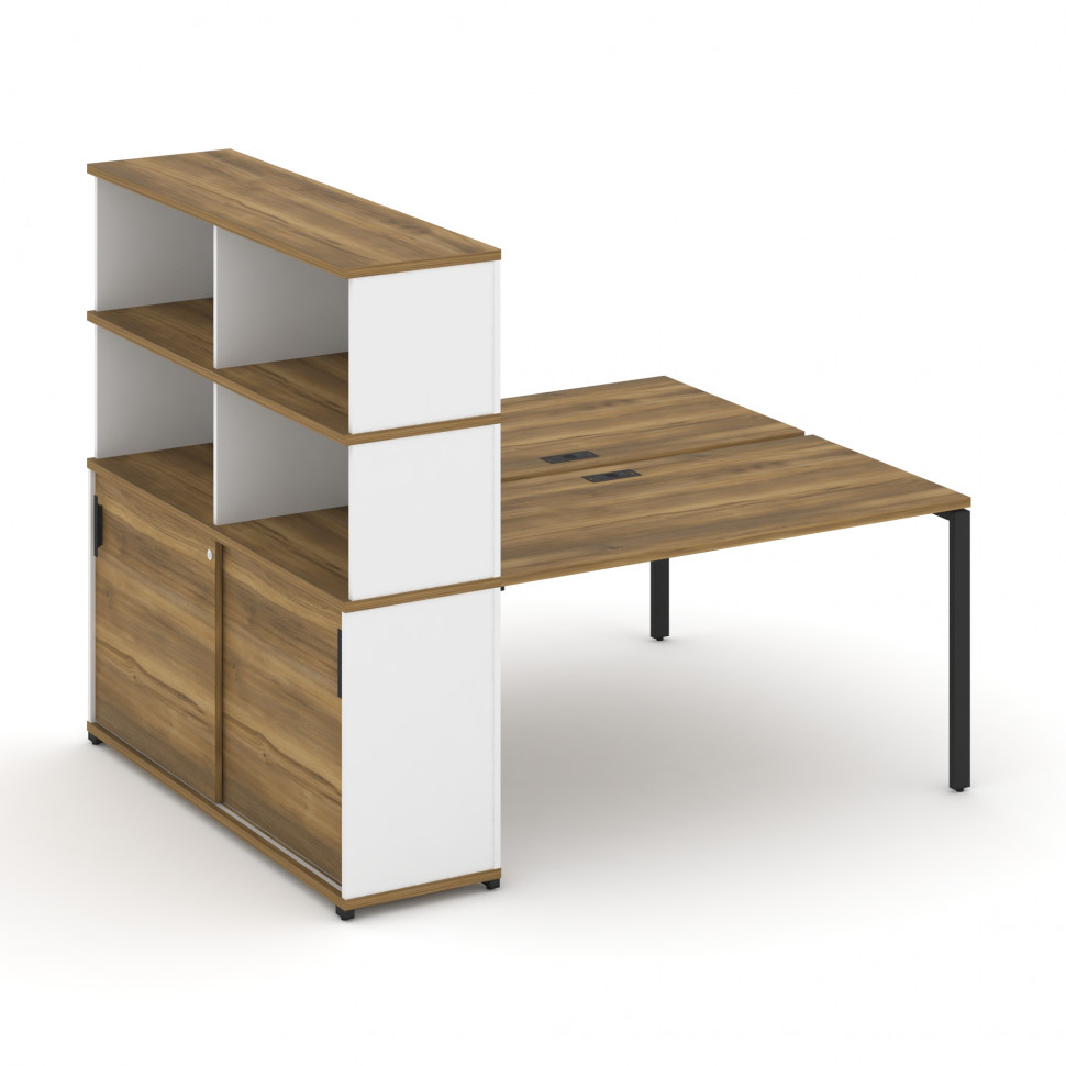 Concept Рабочая станция с опорным шкафом-купе с надставкой выс. CN.DRS-243 B Сандал Янтарный/Белый Б