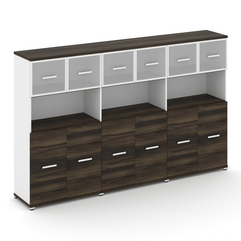 Concept Шкаф 3 широкие секции, 4 ниши CN.STS-435 RMW W Дуб Мали/Белый Бриллиант/Металл Белый/Сатин 2