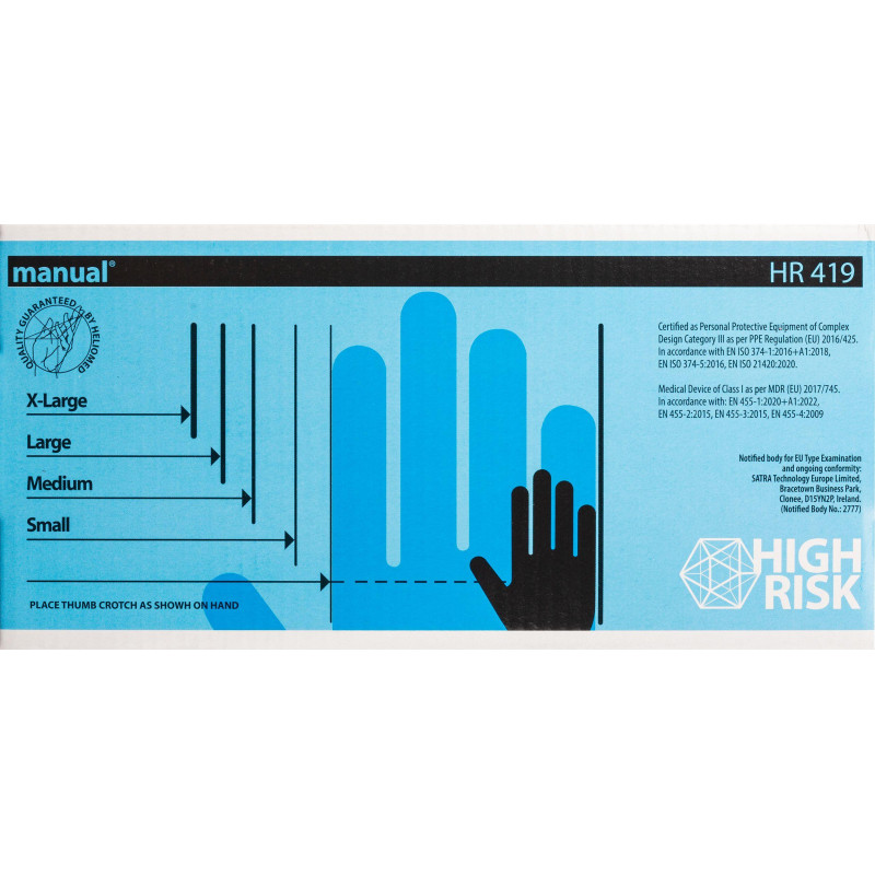 Перчатки мед.смотров. латекс,н/с,н/о, MANUAL HR419 High Risk  M 25пар,ПС