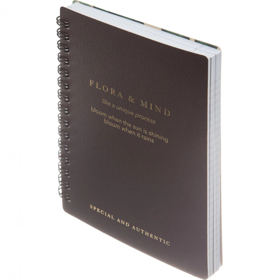 Блокнот BS, 102х142мм, 80л., клетка,  спираль. Flora, черный, N4253