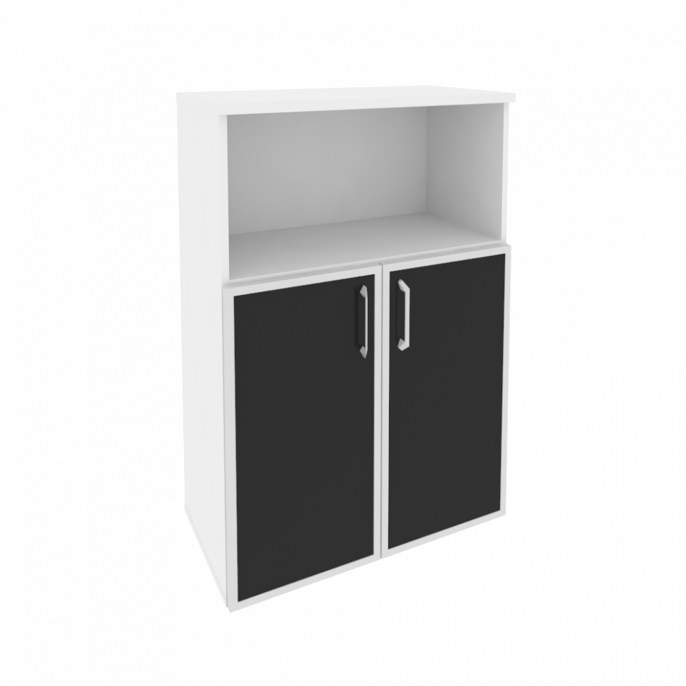 Onix Шкаф средний широкий O.ST-2.2 R black Белый Бриллиант/Cтекло Black 800*420*1207