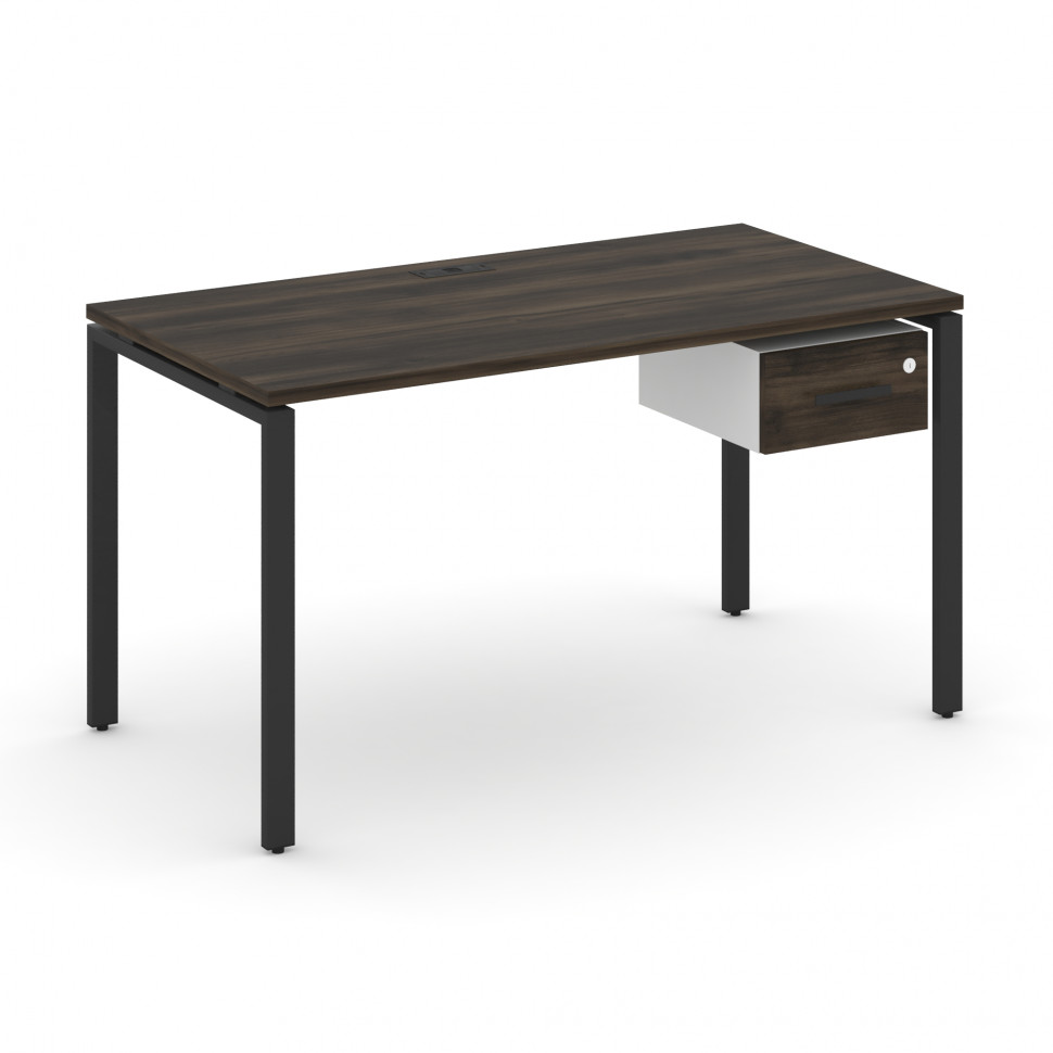 Concept Стол рабочий с подвесной тумбой с одним ящ. CN.SP-111 B Дуб Мали/Белый Бриллиант/Металл Черн