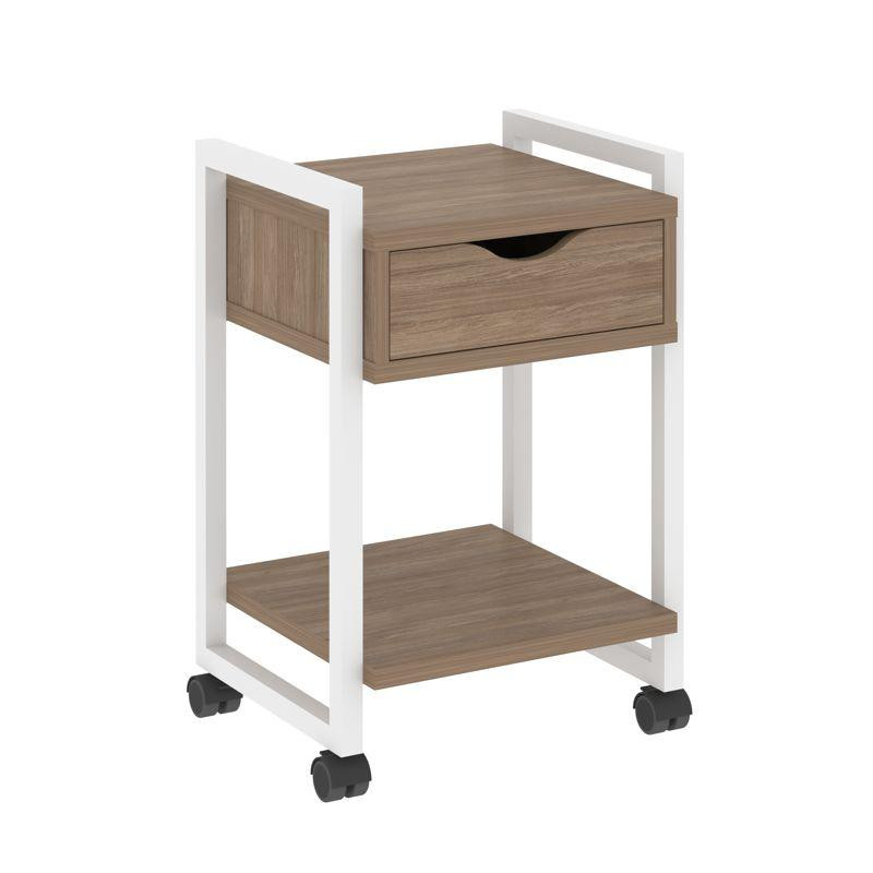 Loft Тумба на колесных опорах с ящ. и полкой VR.L-T1.K Дуб Аризона/Металл Белый 500*460*767