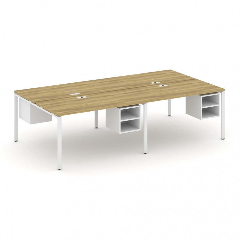 Concept Рабочая станция двухсторонняя с подвесными тумбами на 4 места CN.DRS-127 Дуб Винченцо/Белый