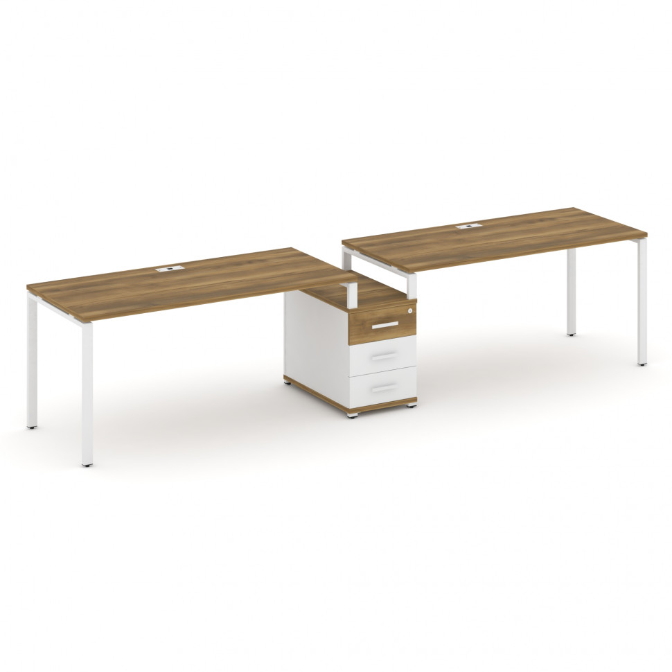 Concept Рабочая станция 2 места с 1 опорной тумбой CN.ORS-304 W Сандал Янтарный/Белый Бриллиант/Мета Concept Рабочая станция 2 места с 1 опорной тумбой CN.ORS-304 W Сандал Янтарный/Белый Бриллиант/Мета