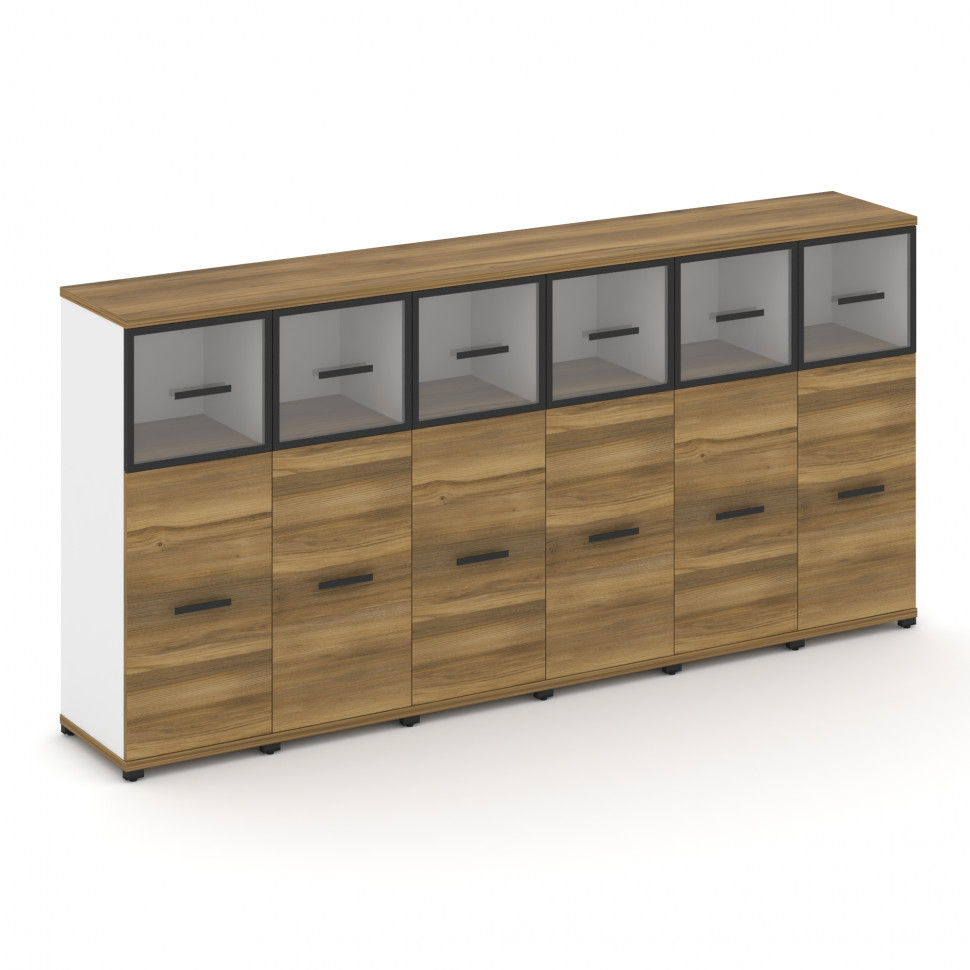 Concept Шкаф 6 узких секций, 3 ниши CN.STU-364 RPB B Сандал Янтарный/Белый Бриллиант/Металл Черный/П