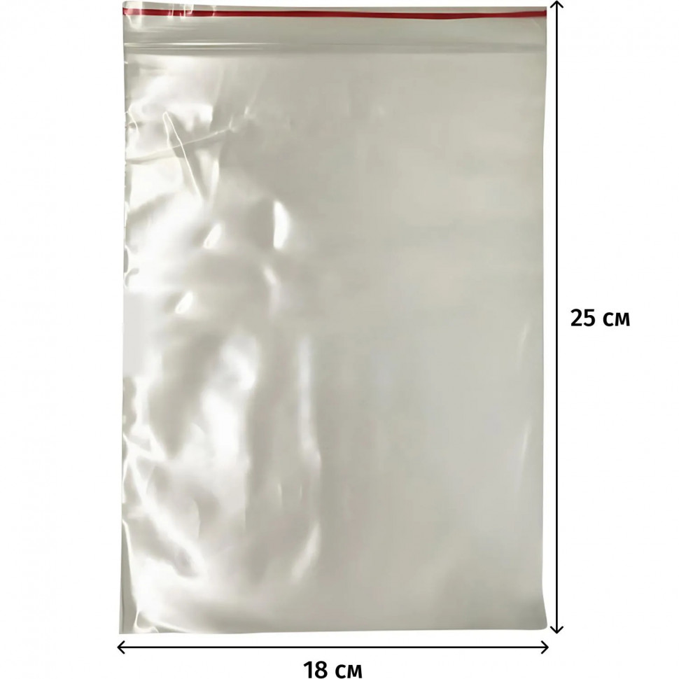 Пакет с замком Zip Lock 18 х 25 см, 60 мкм, с полосой для надп , 100 шт/уп
