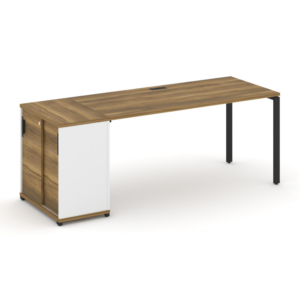 Concept Стол рабочий с опорным шкафом-купе CN.SP-236 B Сандал Янтарный/Белый Бриллиант/Металл Черный Concept Стол рабочий с опорным шкафом-купе CN.SP-236 B Сандал Янтарный/Белый Бриллиант/Металл Черный